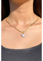 ⁦قلادة إيطالية ذهبية مع قلب لولو⁩ - الصورة ⁦2⁩