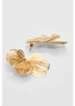 قرط بتلة الزهور مطلي بالذهب - Image 3