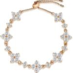 سوار يد مويسانيت مرصع باحجار المويسانيت مصنوع في المختبر، مطلي بالذهب الوردي عيار 18 قيراط