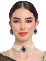 ⁦طقم مجوهرات عصري انيق مطلي بالذهب عيار 18 قيراط مكون من عقد لؤلؤ تقليدي للنساء⁩ - الصورة ⁦3⁩