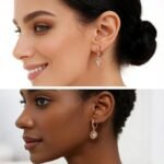 ⁦اقراط متدلية للنساء من المويسانيت عيار 0.8 قيراط⁩ - الصورة ⁦3⁩