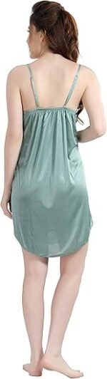 ⁦ملابس نوم ساتان سادة بطول الركبة للنساء⁩ - الصورة ⁦3⁩