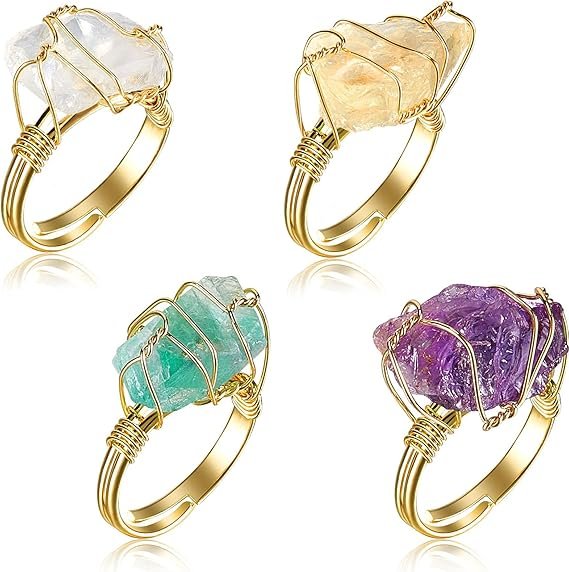 71T0pSWmqeL._AC_SX569_ مجموعة من 4 قطع من خواتم كريستال شاكرا - الصورة 1