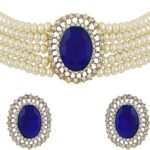 طقم مجوهرات عصري انيق مطلي بالذهب عيار 18 قيراط مكون من عقد لؤلؤ تقليدي للنساء