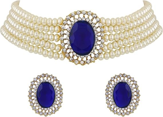 71eSRW2tSyL._AC_SX569_ طقم مجوهرات عصري انيق مطلي بالذهب عيار 18 قيراط مكون من عقد لؤلؤ تقليدي للنساء - Image 1