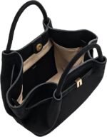 Black Faux Suede Handbag - Image 4