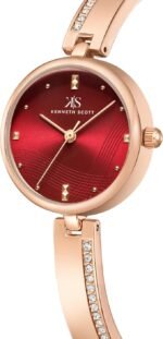 Kenneth Scott Women’s Watch – Rose Gold Design with a Royal Red Dial and Water Resistance - Image 3