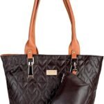 حقيبة يد عصرية مبطنة بمقبض ذهبي – شنطة جلدية أنيقة مع محفظة صغيرة قابلة للفصل