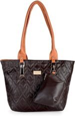 حقيبة يد عصرية مبطنة بمقبض ذهبي – شنطة جلدية أنيقة مع محفظة صغيرة قابلة للفصل