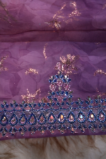 A luxurious ombré Indian silk mukhawar featuring intricate embroidery, crystal embellishments, and complete detailed craftsmanship - Image 6