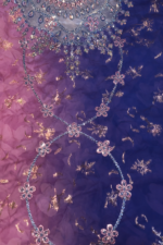 A luxurious ombré Indian silk mukhawar featuring intricate embroidery, crystal embellishments, and complete detailed craftsmanship - Image 5