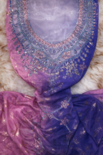 A luxurious ombré Indian silk mukhawar featuring intricate embroidery, crystal embellishments, and complete detailed craftsmanship - Image 3