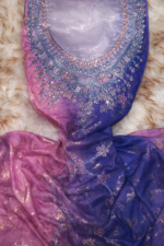 A luxurious ombré Indian silk mukhawar featuring intricate embroidery, crystal embellishments, and complete detailed craftsmanship - Image 2