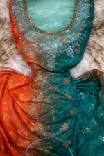 ⁦مخور حرير هندي أمبري فاخر بتفاصيل تطريز وكريستال ممتدة⁩ - الصورة ⁦2⁩