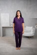 بيجامة صيفي مريحة - بنفسجي غامق