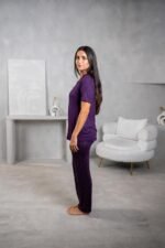 ⁦بيجامة صيفي مريحة - بنفسجي غامق⁩ - الصورة ⁦2⁩