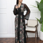 قفطان فاخر بقطعتين بتصميم كلاسيكي أنيق مع حزام خصر