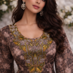 مخور حرير إيطالي فاخر بنقوش وردية وتطريز يدوي فاخر لإطلالة أنثوية راقية