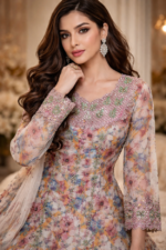 مخور حرير هندي مطرز بشغل سلاسل فاخر مع لمسات كريستال