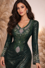 مخور حرير جاكارد فاخر بتطريز مخرم وكريستال لامع