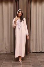 جلابية مغربية فاخرة بقماش كريب وتطريز يدوي أنيق