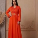 قفطان مغربي كلاسيك بحزام خصر مزين