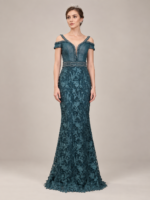 Crystal-Embellished Lace Evening Dress - Image 2