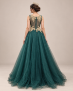 Chiffon Evening Dress with Gold Embroidery - Image 3