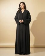 Modern Black Abaya With Sheila Rhinestone Details Elegant Modest Fashion