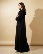Modern Black Abaya With Sheila Rhinestone Details Elegant Modest Fashion - Image 3