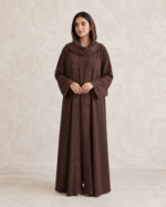 Women's Premium 3-Piece Abaya Set with Lace Border, Inner Dress & Hijab - Image 3