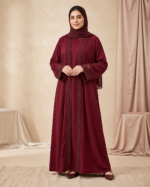 Women's Premium 3-Piece Abaya Set with Lace Border, Inner Dress & Hijab - Image 9