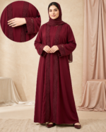 Women's Premium 3-Piece Abaya Set with Lace Border, Inner Dress & Hijab - Image 6