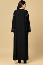 Black Floral Embroidered Abaya with Sheila Women's Arabic Muslim Abaya - Image 3
